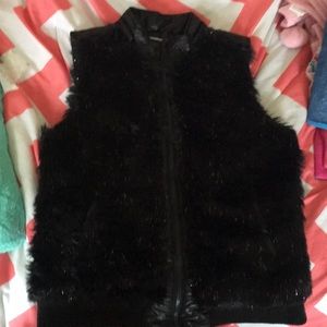 Black furry vest